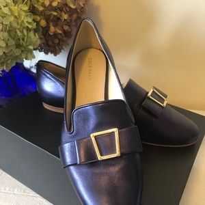 Cole Haan Marine Blue Emory Leather Smoking Loafers